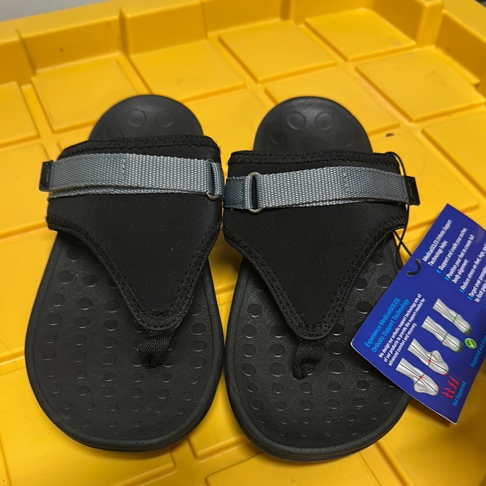 Medical Soles Black and Gray Sporty Sandals with Adjustable Strap